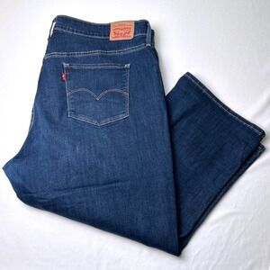 Levi's Women High Rise Straight Leg Jeans Dark Wash Blue Size 22W Stretch Denim